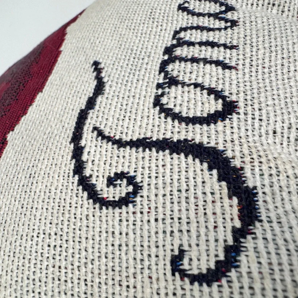 Vtg Needlepoint Tomato Decorative Pillow Checkered Border about 13.5x13in‎ READ